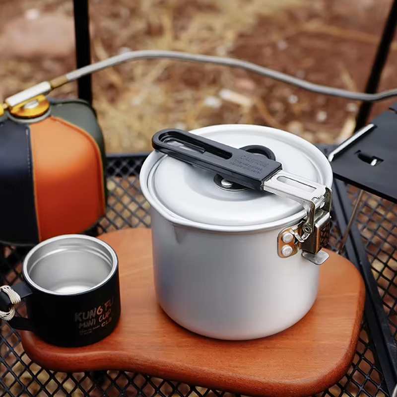 Portable Single Pot Dinnerware for Outdoor Mountain Camping Self-Driving Folding Pot Practical Features for Barbecue Boiling