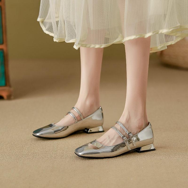 YUANLITONG Elegant Dark Brown Square Toe Mary Jane Flats With Double Buckle Straps For A Retro Chic And Timeless Charm Look 2026