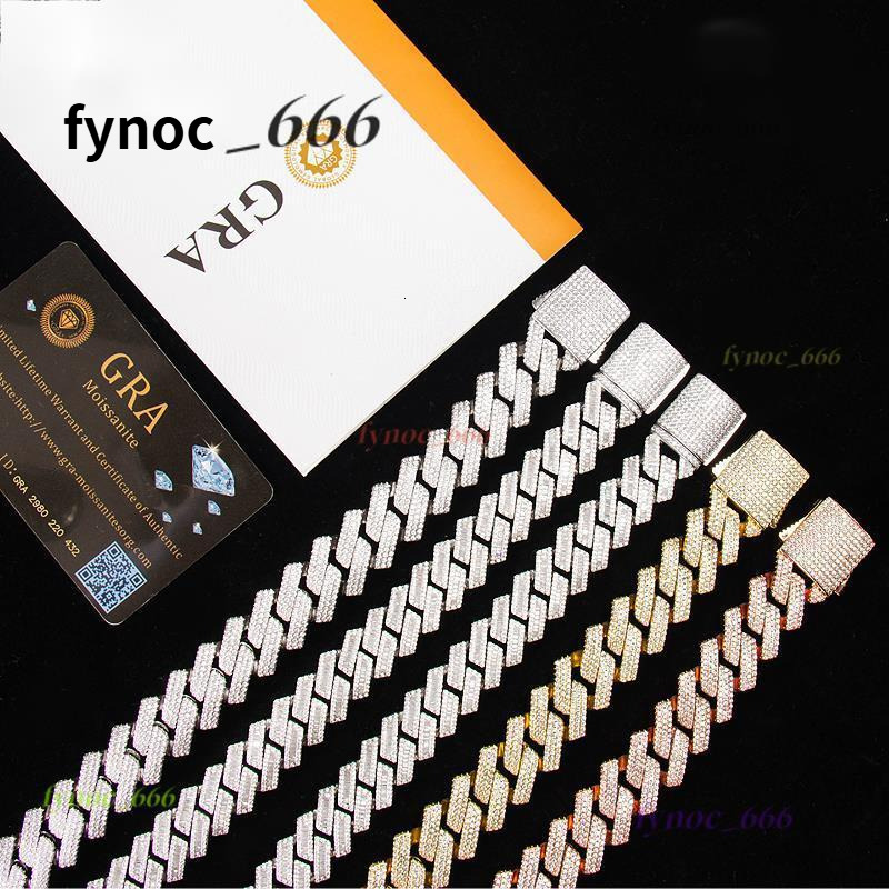 Fine Jewelry 925 Sterling Silver Moissanite Cuban Bracelet Hiphop Cuban Link Chain 8mm-20mm VVS Moissanite Cuban Chain