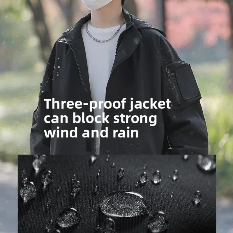 Autumn Outdoor Three-proof Jacket Men Women Multi-pocket Tooling Coat Fashion Storm Waterproof Jacket Loose Mountaineering Coats 250820