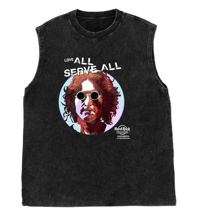 Oversized Gym Vest Mens Tank Top Rock Band Beatle Graphic Print Womens T-Shirt Vintage Washed Sleeveless Tee Y2K Clothes Summer X250821