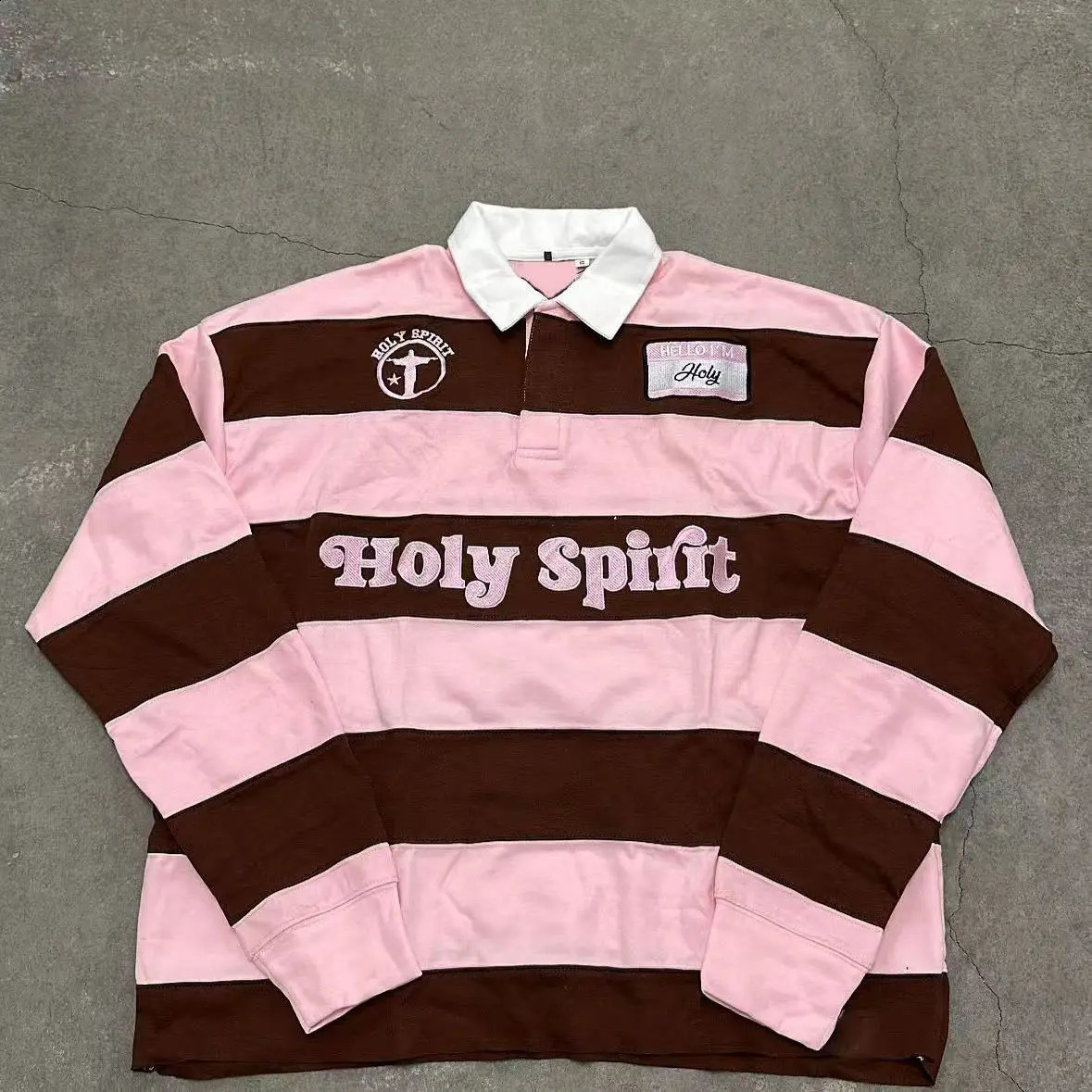 Striped Retro Polo Shirt Y2K Shirt Mens Womens Harajuku Hip Hop Letter Embroidery Striped Sweatshirt Casual Long Sleeve Tops 250822