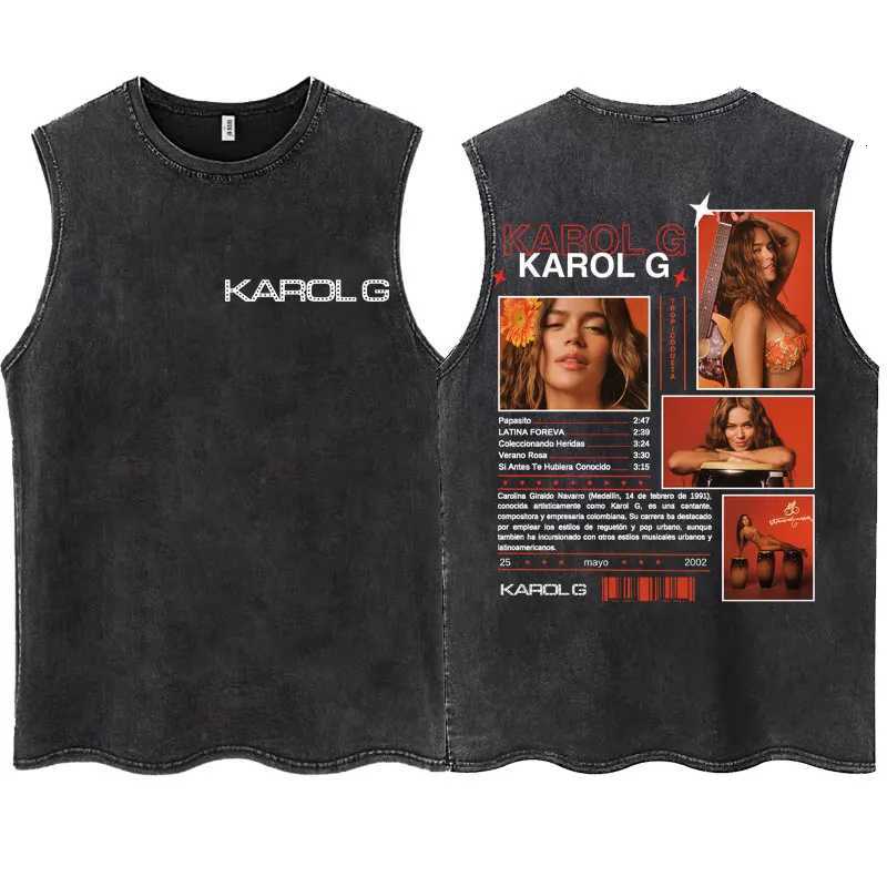Karol G 2025 New Album Tropicoqueta Washed Tank Tops Men Women Trendy Vintage T-Shirt Casual Oversized Cotton Sleeveless T Shirt X250821