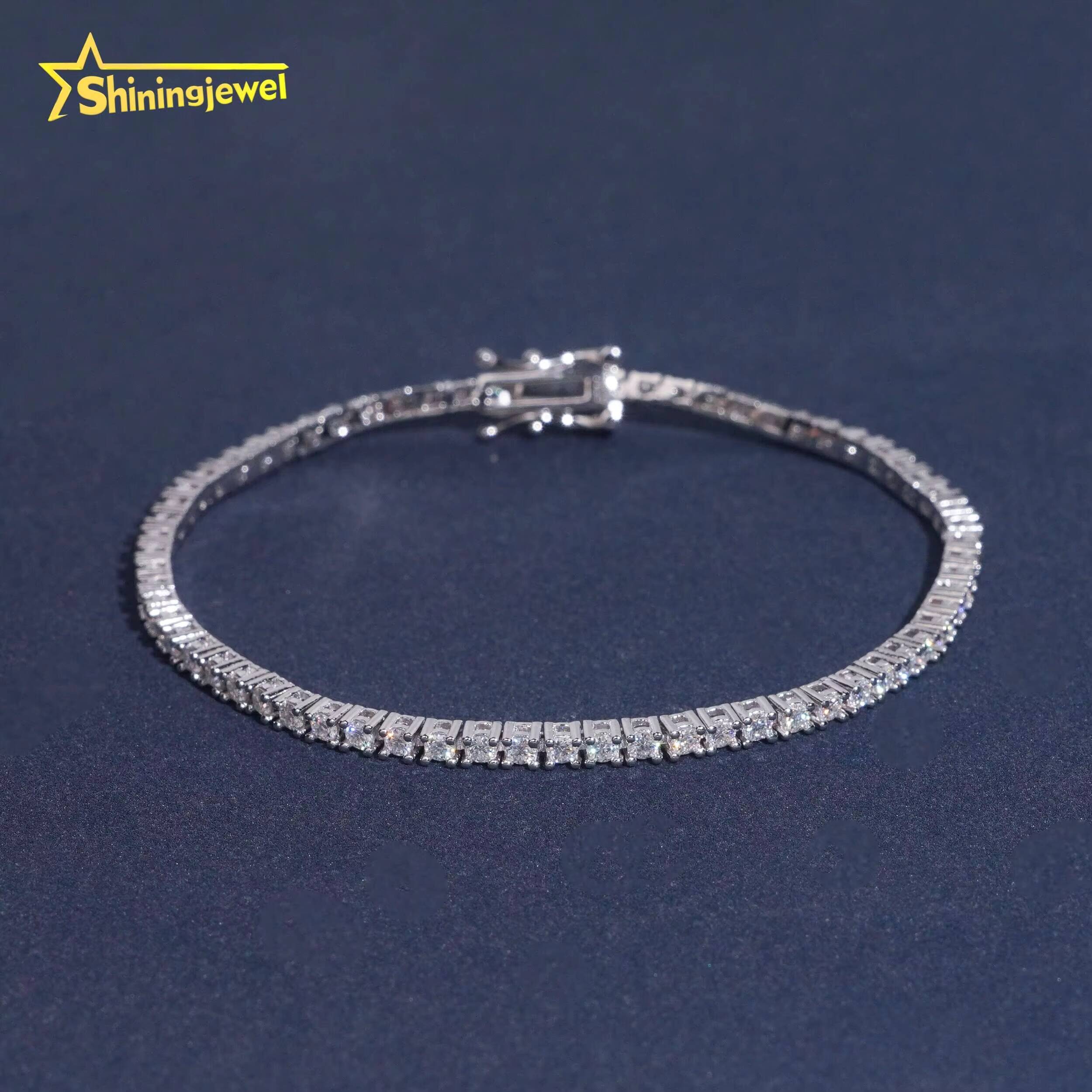 USA Warehouse Fast Shipping Pass Diamond Tester GRA Certified Hip Hop Jewelry Iced Out VVS Moissanite Tennis Bracelet 2MM