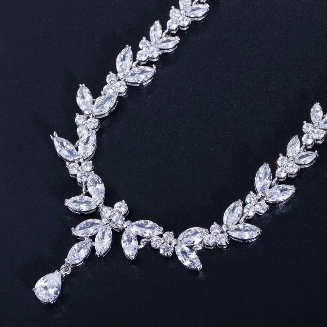 New Fashion Full Moissanite Diamond 18k Gold Plated Women Bridal Jewelry Set