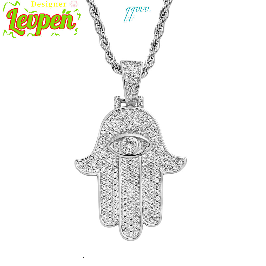 Designer LevpeHiphop Luxury Fine Jewelry 925 Sterling Silver Lab Diamond VVS Moissanite Pendant With GRA Certificate HAMSA Pendant Necklace OACOCANeck