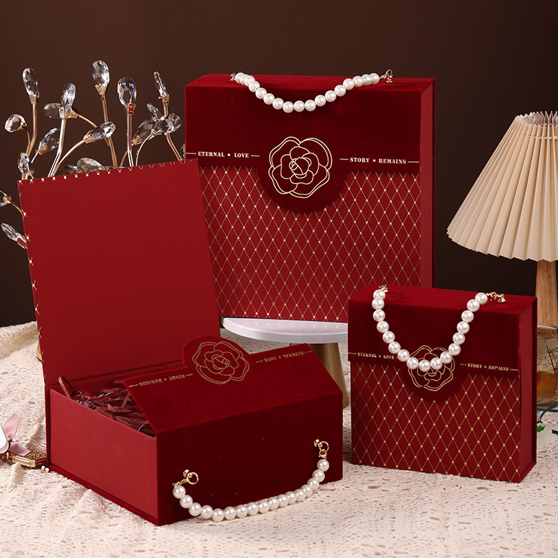 Handheld Camellia Veet Pearl Valentine's Day Gift Best Friend Wedding Candy Packaging Box ddmythur