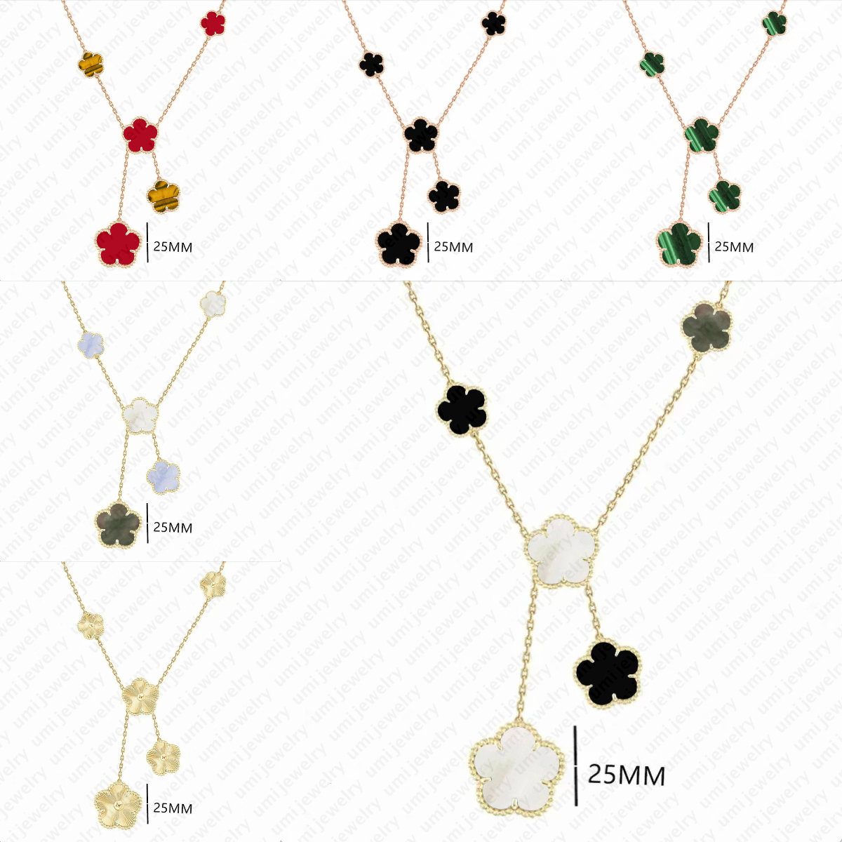 luxury necklace gold jewelry necklaces designer Unique Agate necklace Classic Party rose gold plated pendant necklace in multiple colors clover pendant necklace