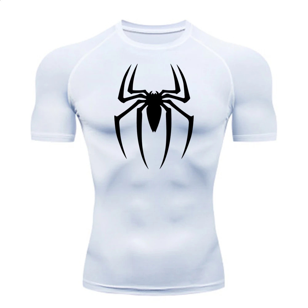 2024Mens Spider Print Compression Shirt Quick Dry TShirt Gym Running Jersey Breathable Short Sleeve Spring Summer M3XL y250821