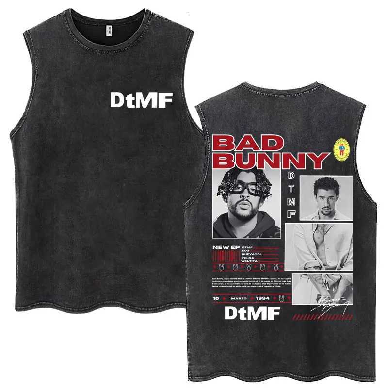 Rapper Vintage Washed Tank Tops DTMF DeBi TiRAR MaS Photos Album Sleeveless T Shirts Mens Hip Hop Fashion Loose Tshirt X250821