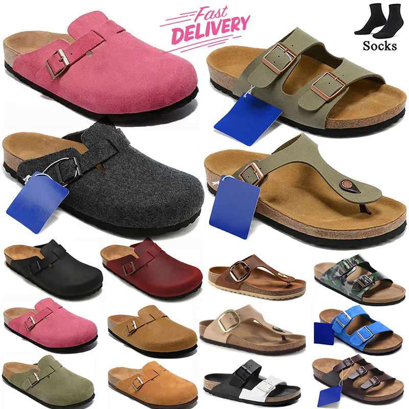 designer clogs slippers mens womens mules Cork Flat Sole Soft Footed Flip Flops Fur Slides BirkanStocks Sandals