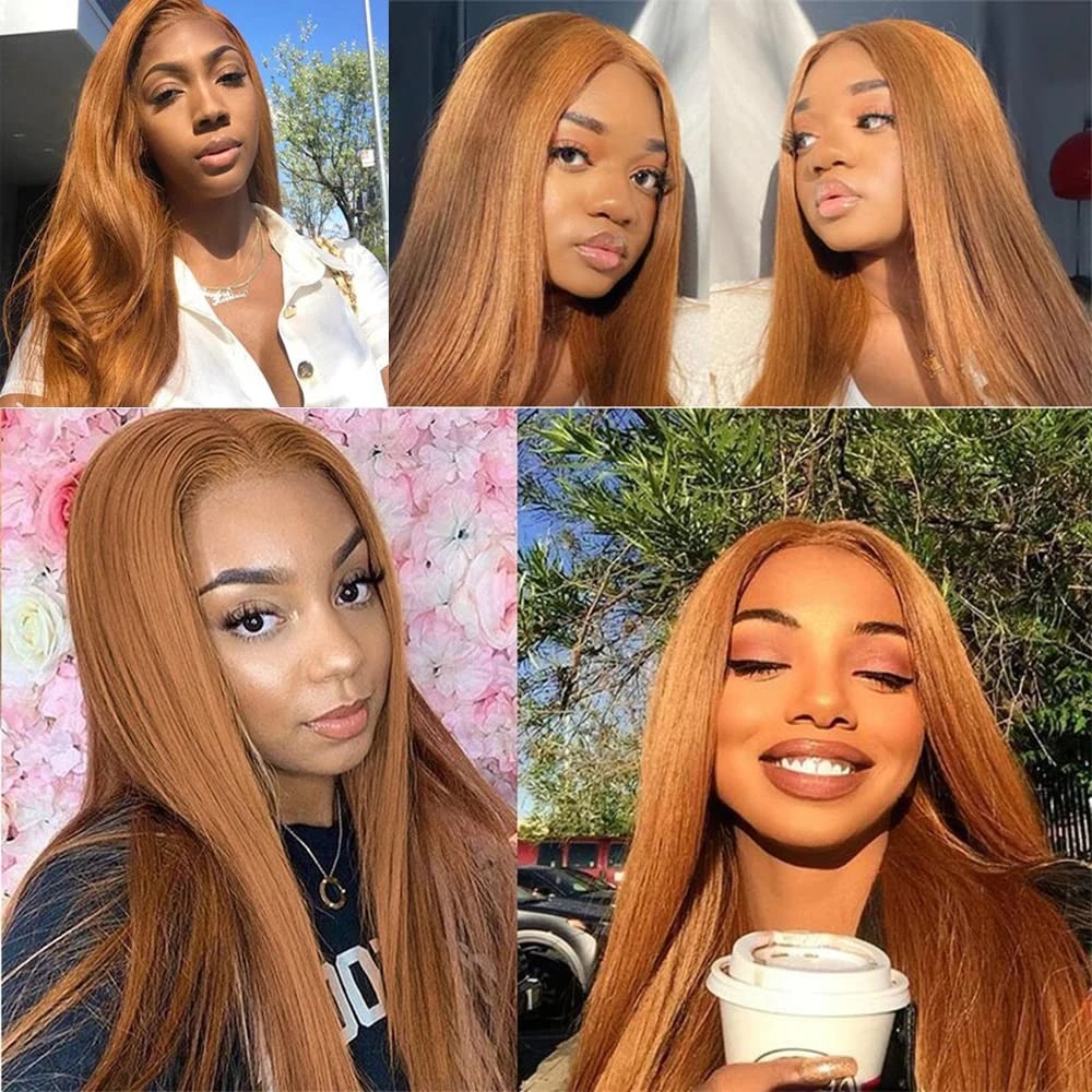 Honey Blonde Wig Human Hair Bone Straight Lace Front Wig 13X4 HD Lace Frontal Preplucked Wig 30 32 Inch Brazilian Wigs Synthetic Ready To Wear