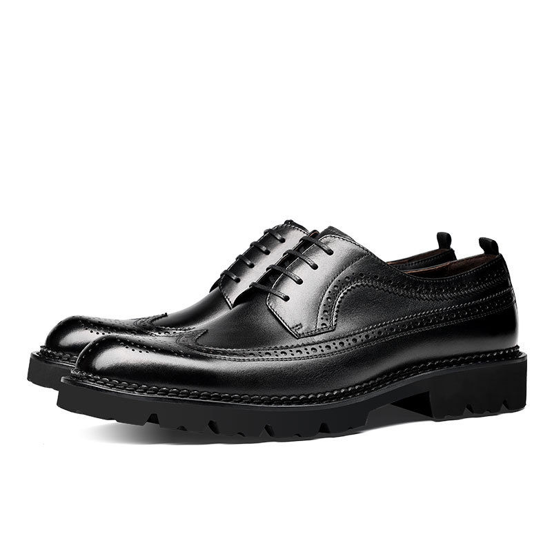 Brock carved leather shoes, British leather thick-soled lace-up, business men's breathable, groom wedding shoes
