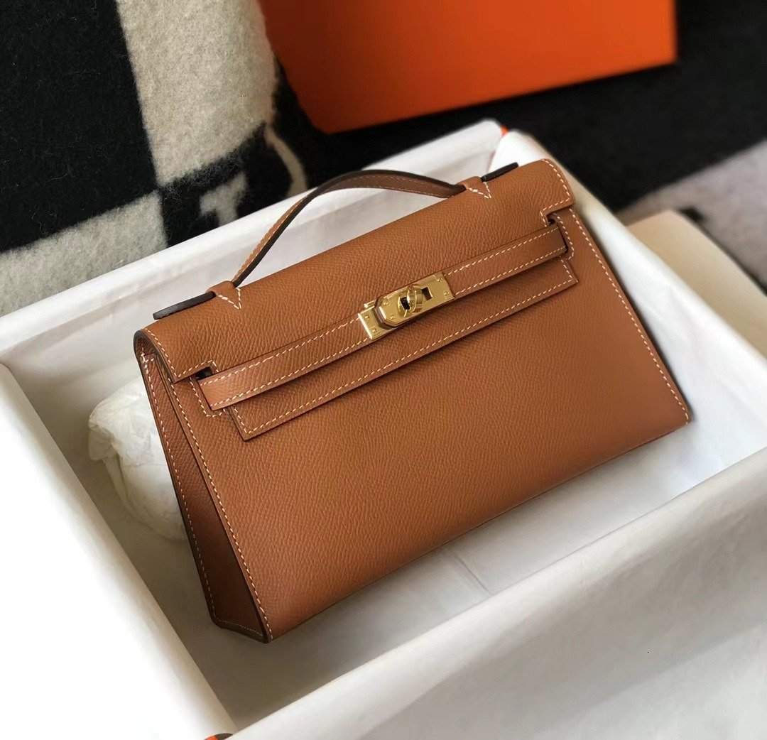 2025 Top mini kell 10a designer mirror quality genuine leather shoulder bag crossbody Womens Black Brown White