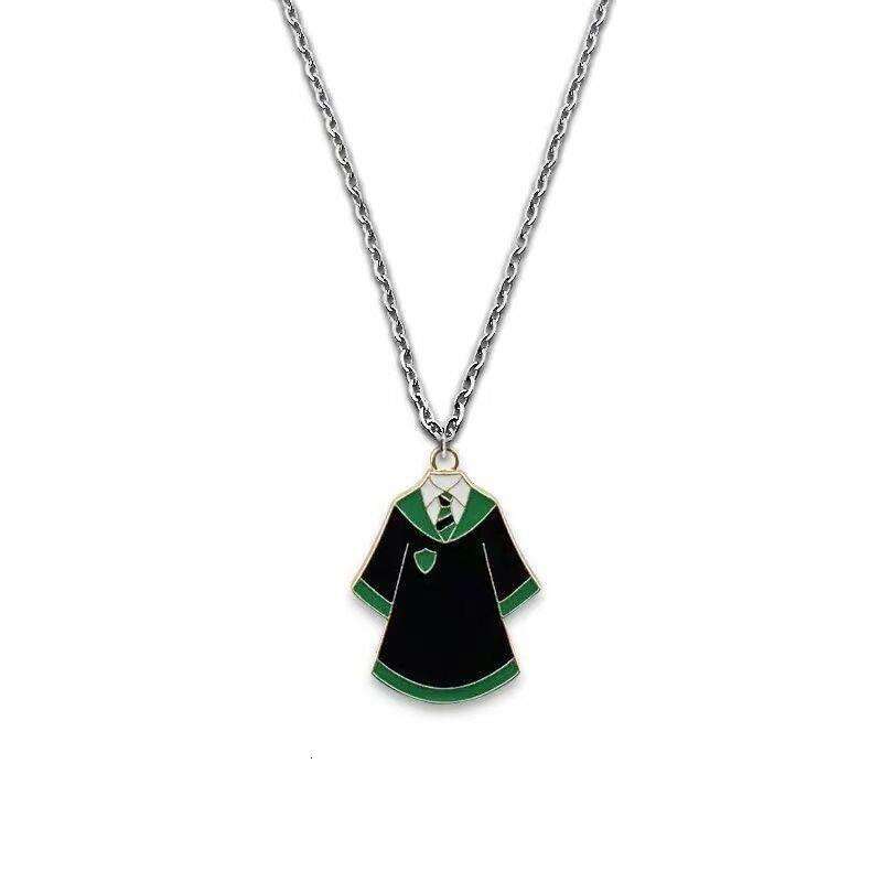 DHcollections Harry Potter Hermione Necklace with Magic Robe & Bow Pendant, 4 Hogwarts House Sweater Chain for Women, Cute Gift