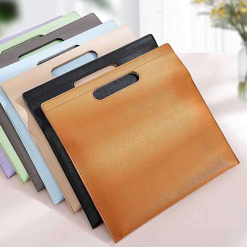 Custom Letters Business Document Bag Slim Engrave Name Leather Tote Bag Woman Large Capacity Magnetic Laptop Bag Gift Z250821