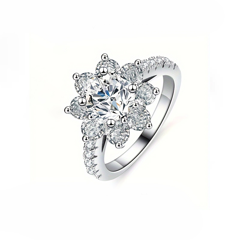 MT Premium Moissanite Rings for Womens 925 Sterling Silver EngagementRings with Sunflower Design & Gifting Box For Her And Anniversary With Certificat