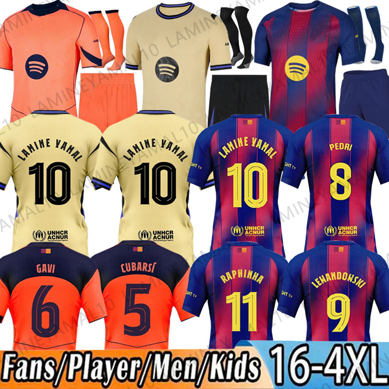 25 26 barcalona jersey LAMINE YAMAL soccer jerseys shirt LEWANDOWSKI PEDRI RAPHINHA GAVI KOUNDE football kids kit maillot de foot camiseta futbol barcelone kits