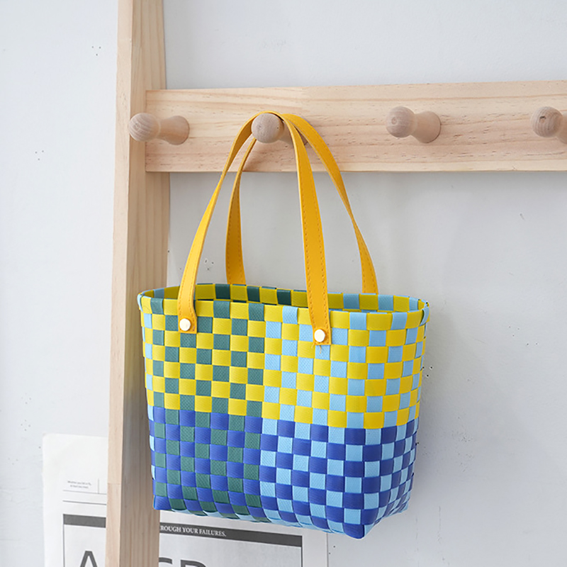 Spring PVC woven cabbage basket bag, children's beach bag, small bag, colorful handbag, women's handbag
