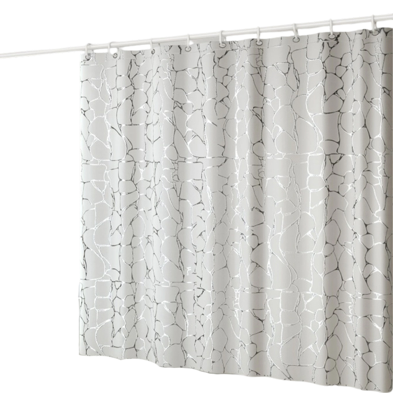 Shower curtain white cracked vein hot silver fashionable high-quality bathroom cover (excluding: wash label, lead wire, lining plate color card)