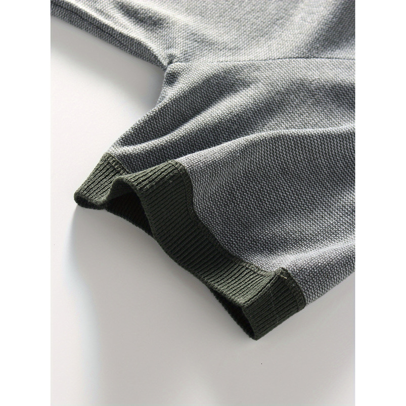 Men's Simple Casual Fashion Turn-down Collar Polo Shirt Youth Knitted Jacquard Short
