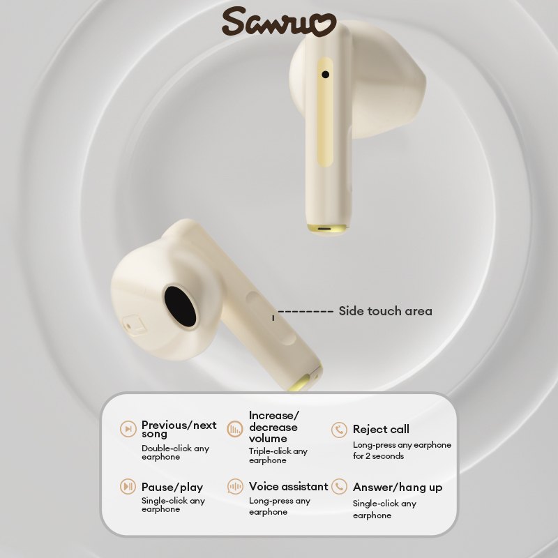Sanrio Hello Kitty TWS Bluetooth Headphones HIFI Sound Quality Music Earphones JJ-08 Semi-In-Ear LED Digital Display Long Battery Life Gaming Earbuds