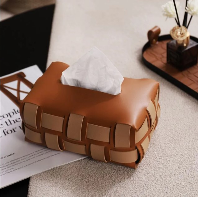 High Grade Woven Leather Tissue Box A New Style Tissue Holder With Modern Light Luxury Style Sense Of Premium Suitable For Bedrooms And Cars.