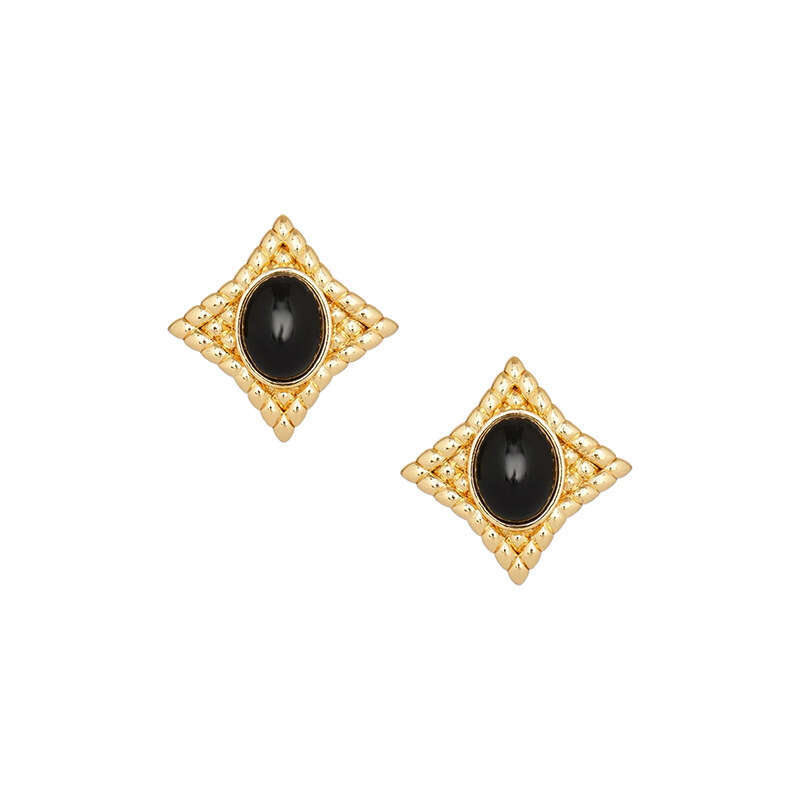 DHpet Zhong Chuxi and Cai Wenjing Same Style Dia Black Agate for Women, Light High-end Design Fashion Personality Earrings H260202