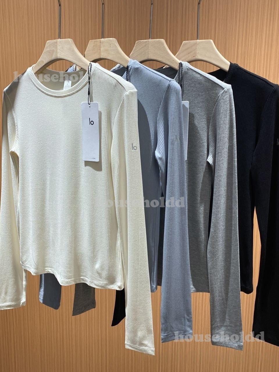 Women's Designer Ribbed Cotton Long Sleeve T-Shirt Stretchy Workout Top for Pilates Yoga & Gym Training Tees