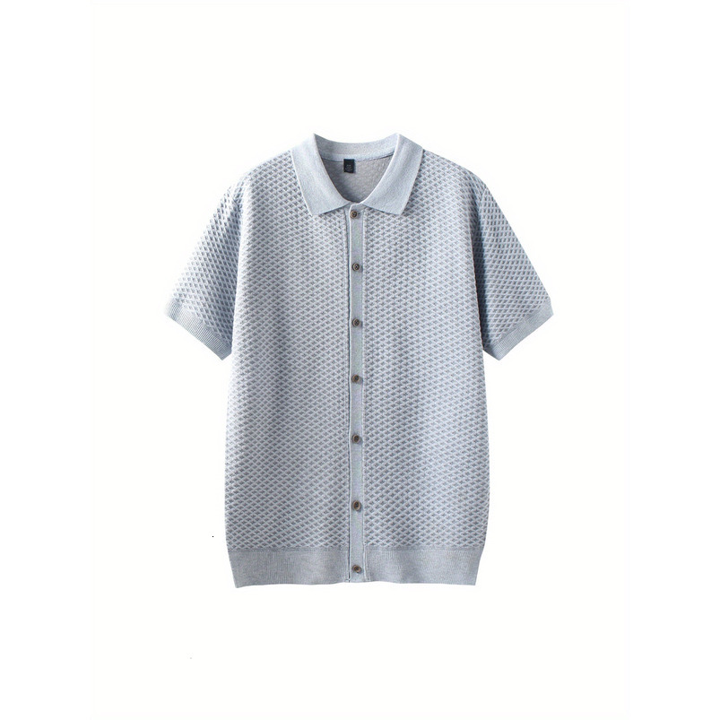 Men's Sports Casual Short Sleeve Shirt Breathable Knitted Fabric, Suitable Hiking, Outdoor Daily Wear - Machine Washable Essential for Spring, Su