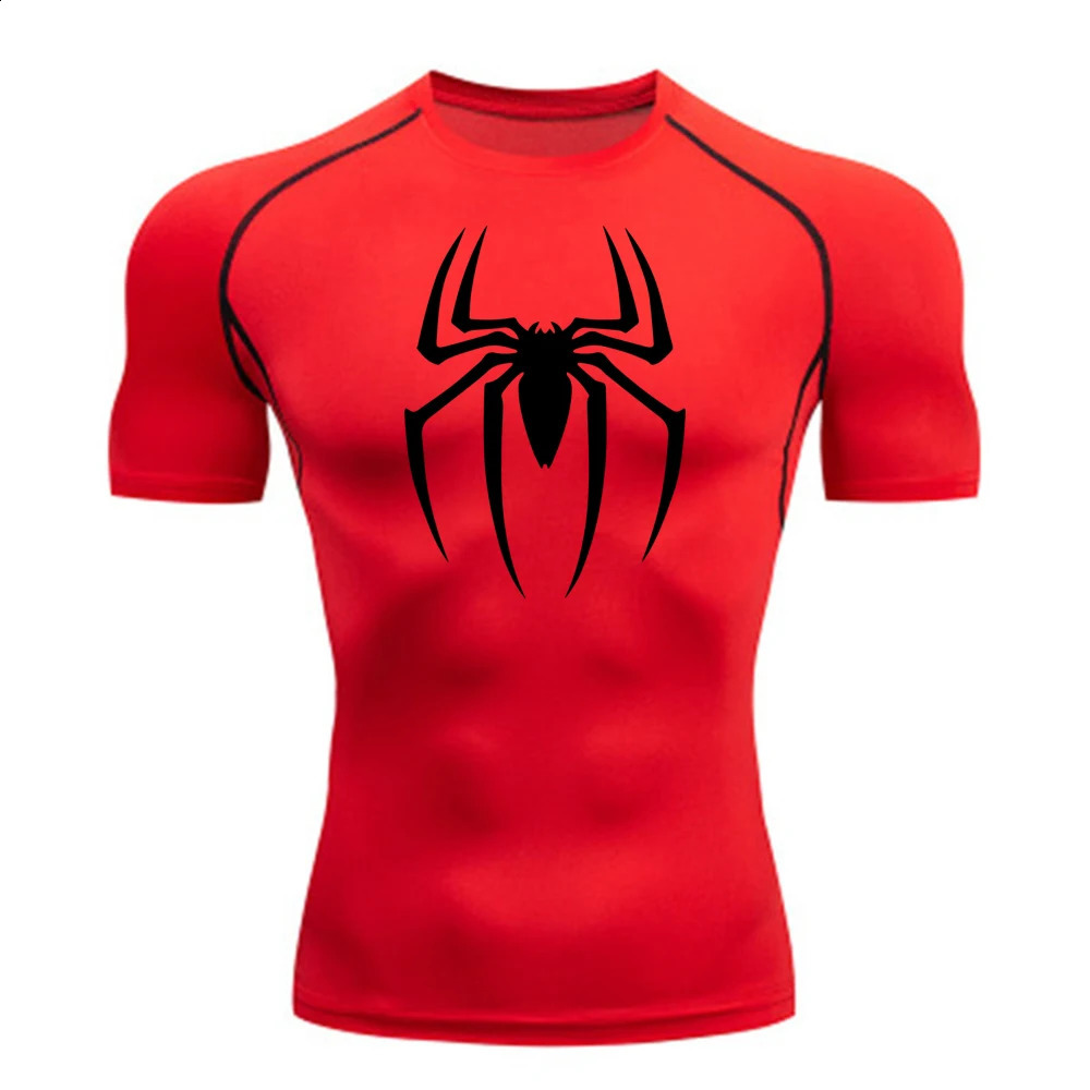 2024Mens Spider Print Compression Shirt Quick Dry TShirt Gym Running Jersey Breathable Short Sleeve Spring Summer M3XL y250821