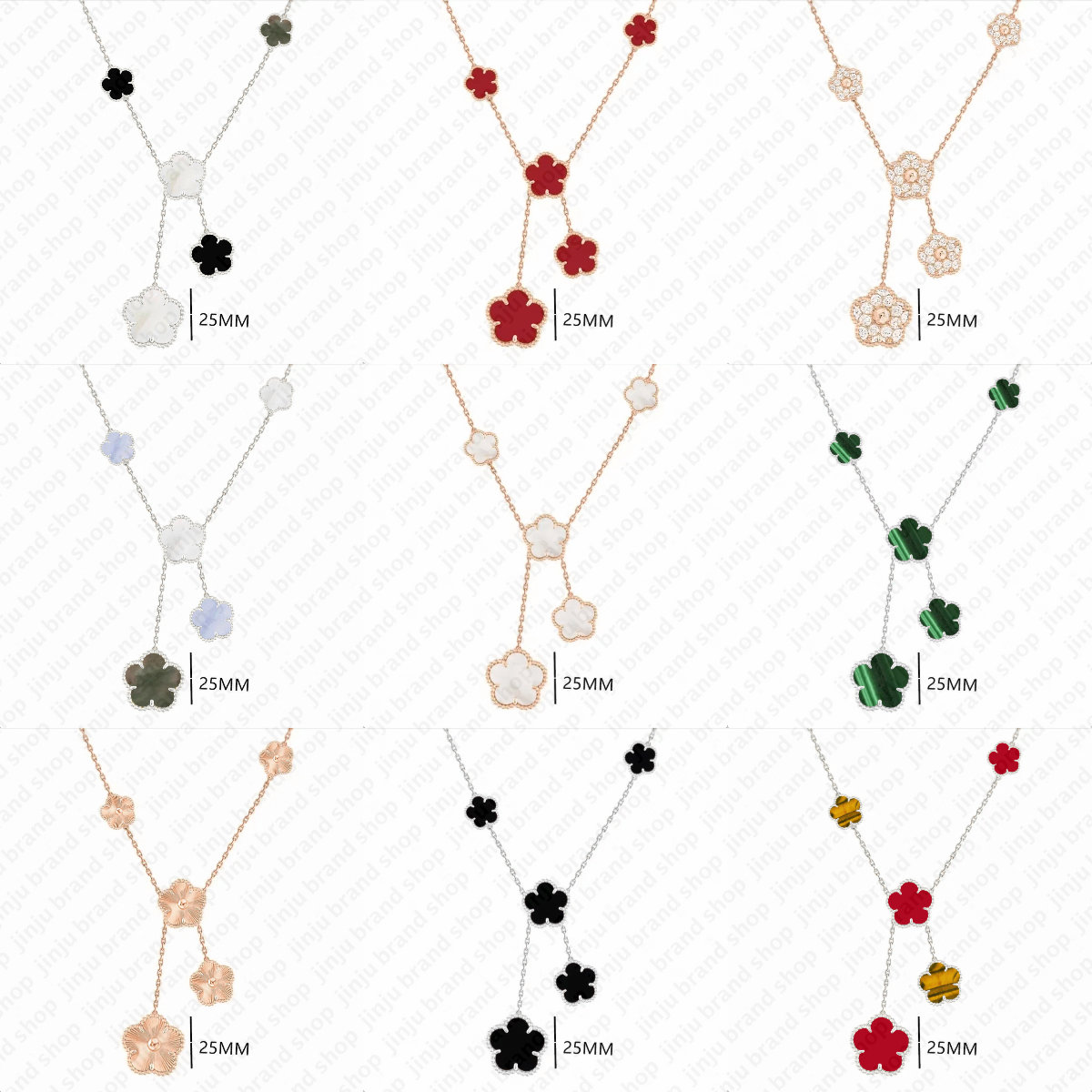 luxury necklace 925 sterling silver jewelry designer necklace Bohemian new style different size clover necklace chain jewelry necklace designer for woman silver