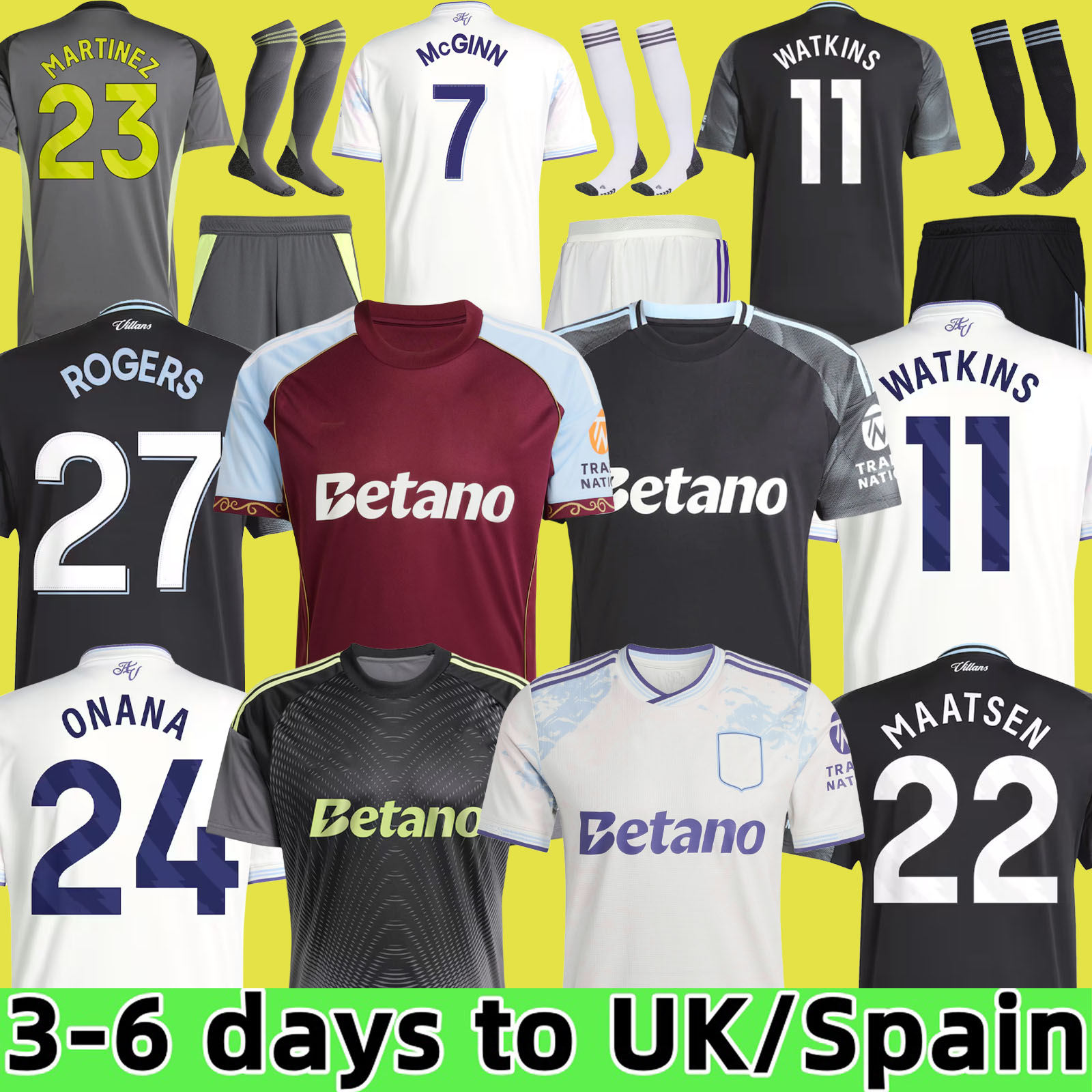 Soccer Jerseys 150 Year BAILEY WATKINS KAMARA ONANA Football Shirt TIELEMANS MCGINN CARLOS men kids kits socks 25 26 RASHFORD 150th OZZY