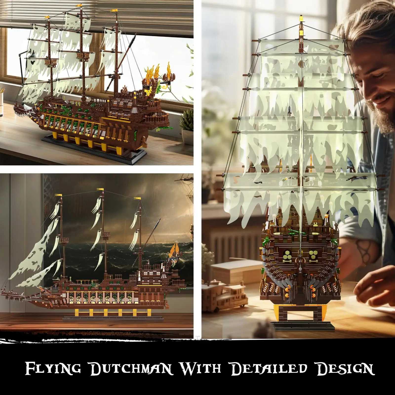 4364Pcs Flying Dutchman Pirate Ship Large Modar Sailing Building Blocks Sets MOC Movie Series Bricks Model Kids Toys Boys Gift C251111