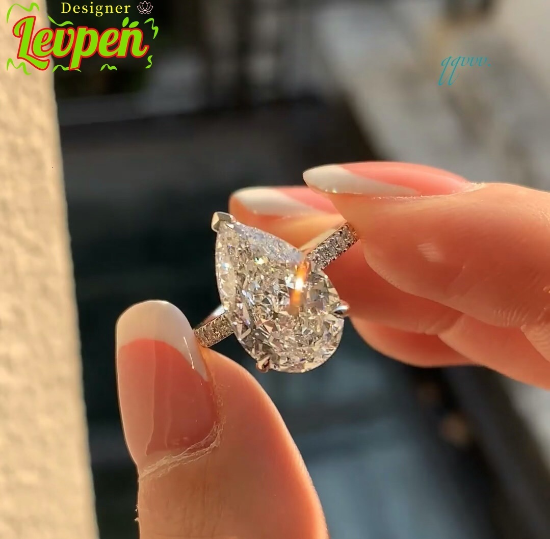 3ct IGI HPHT Certified Cvd Lab Grown Created Diamond D VS1 VS2 Platinum Gold Rings Engagement Ring Jewelry for Women Pear Halo OACOCA