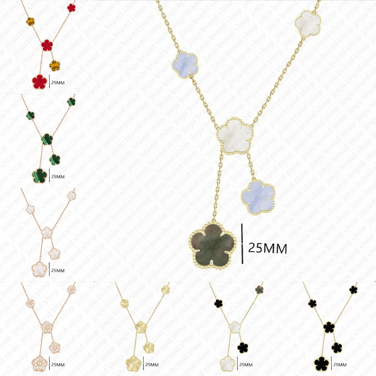 designer jewelry women necklace stainless steel jewelry diamond necklace new style flower necklace multiple colors gold chocker clover pendant necklace gifts