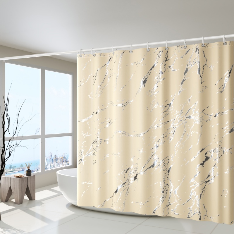 Bath curtain beige marble pattern hot silver fashionable high-quality bathroom cover (excluding: wash label, lead wire, lining plate color card)