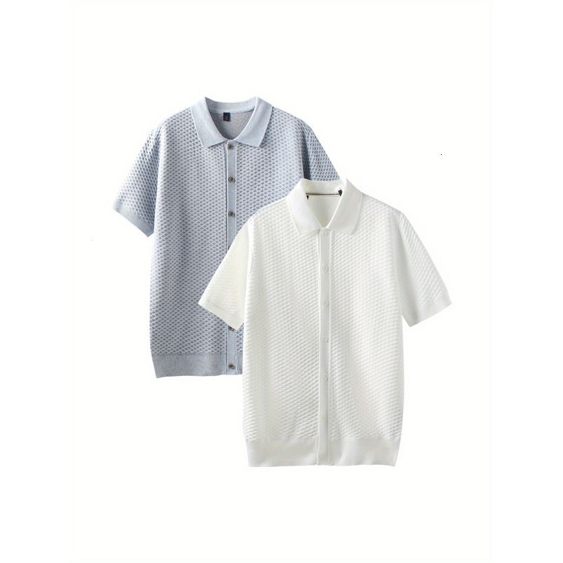 Men's Sports Casual Short Sleeve Shirt Breathable Knitted Fabric, Suitable Hiking, Outdoor Daily Wear - Machine Washable Essential for Spring, Su