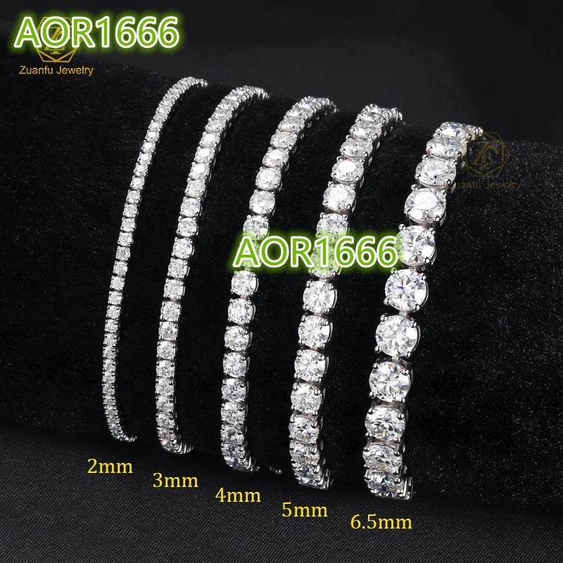 Wholesale 925 Silver Gold Plated 2mm 3mm 4mm 5mm Iced Out Gra Moissanite Diamond Tennis Bracelet Chain Men Women Fine Jewelry