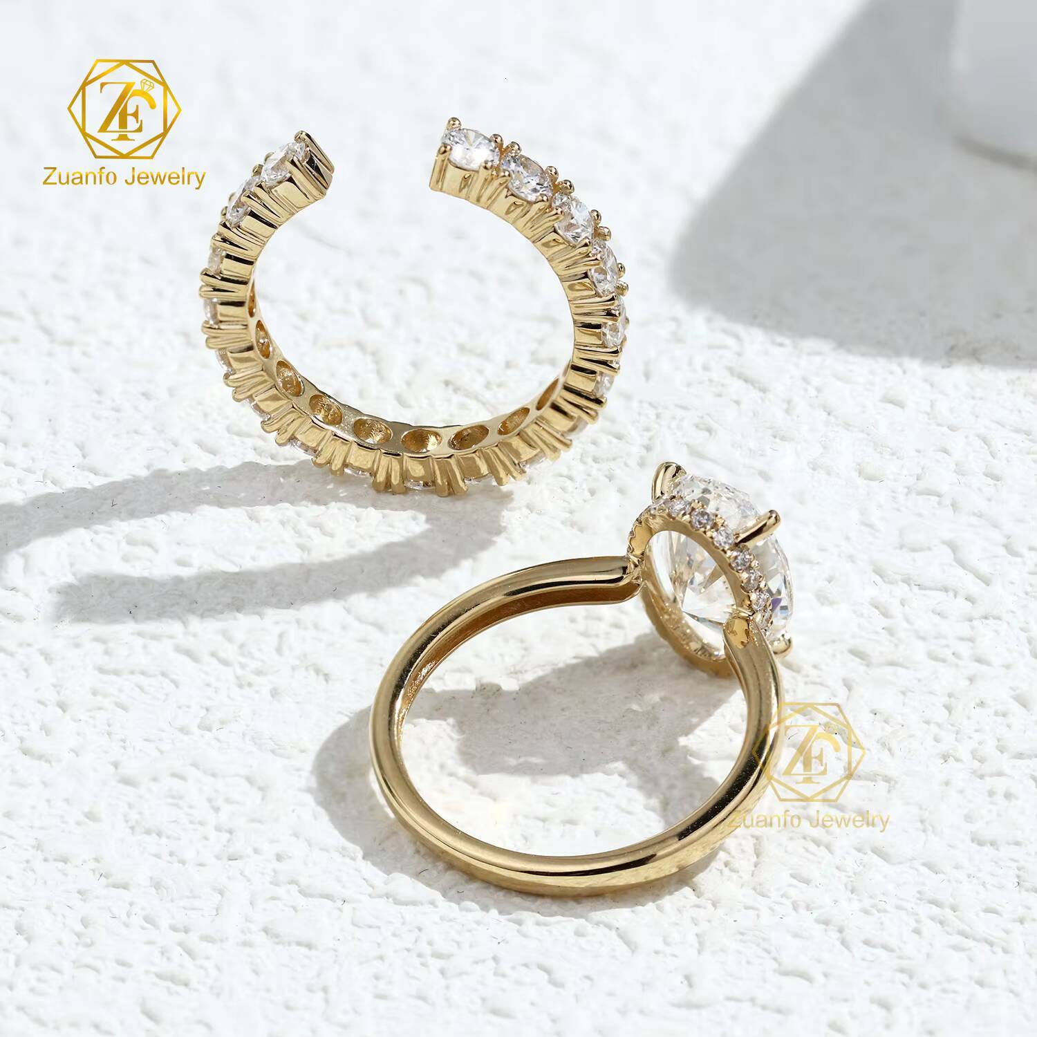 GIA IGI Certified Solid 14k 18k Gold Customizable Lab Grown Diamond Ring Set (1ct-5ct) for Men Women CVD HPHT Engagement Ring