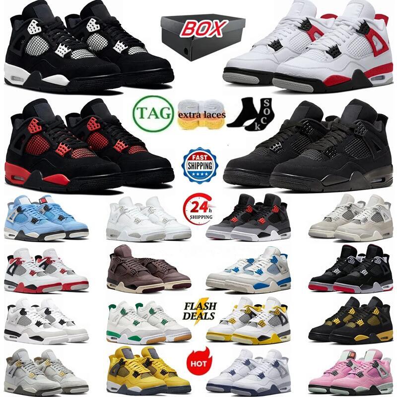 Basketball 4 Shoes Black Cats Military Blue Red Cement Thunder Vivid Sulfur Pine Green Midnight Navy Orchid Lighing Craft Medium Olive Seafoam mens womens