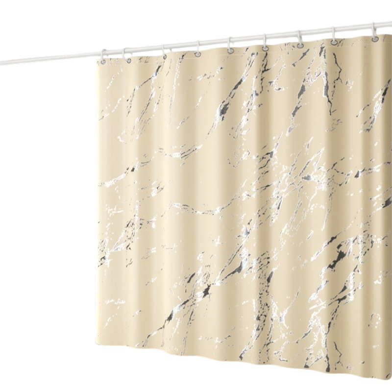 Bath curtain beige marble pattern hot silver fashionable high-quality bathroom cover (excluding: wash label, lead wire, lining plate color card)