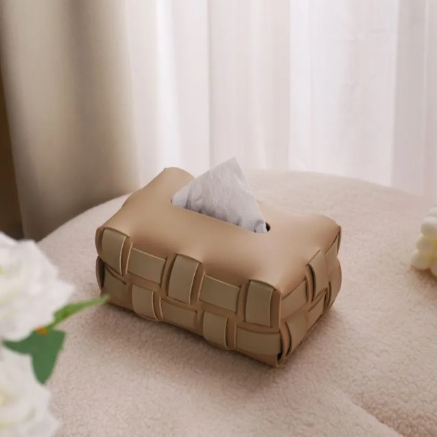 High Grade Woven Leather Tissue Box A New Style Tissue Holder With Modern Light Luxury Style Sense Of Premium Suitable For Bedrooms And Cars.
