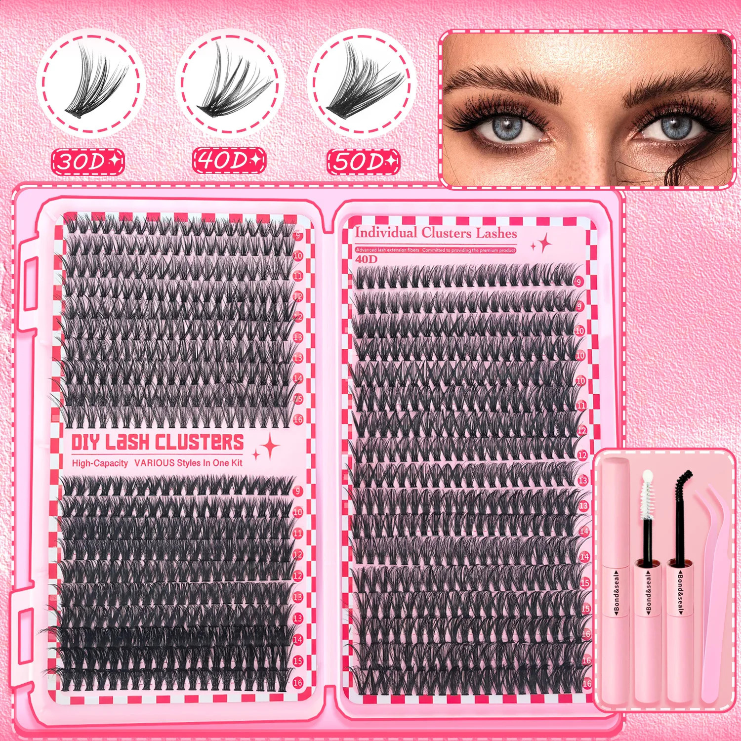 30D40D50D80D DIY Eyelash Kit with Tweezers Glue and Seal Reusable Single Eyelashes for Party Stage Festival Eye Makeu 250811