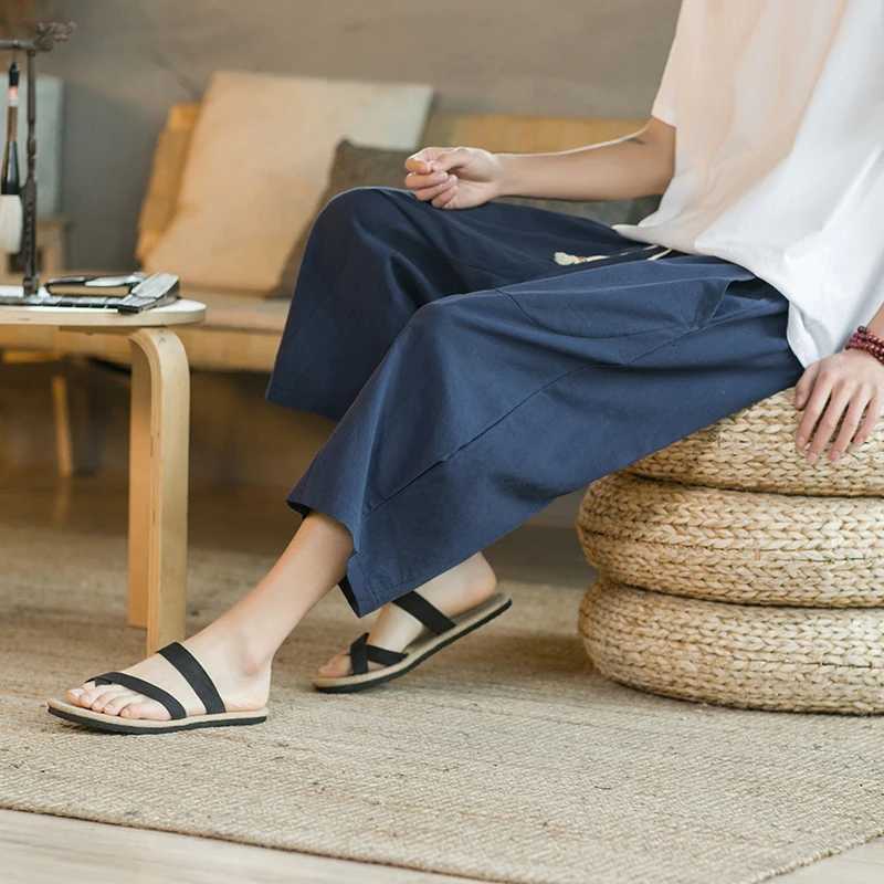 Summer Mens Calf-Length Pants Solid Chinese Style Casual Harem Pants Loose Jogger Sweatpants Hip Hop Streetwear Mens Trousers XJ250821 - view 7