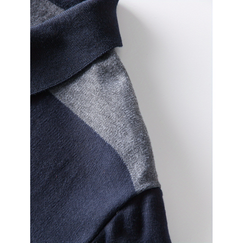 Men's Simple Casual Fashion Turn-Down Collar Polo Shirt Youth Knitted Striped Short Sleeve Top