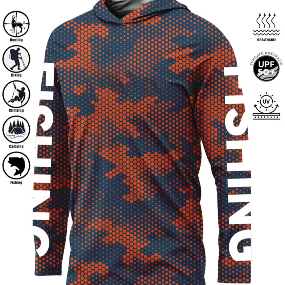 UPF 50 Uv Protection Quick Dry Tops Outdoor Fashion Fishing Hoodie Printing Shirt Mens Long Sleeve Performance 250820