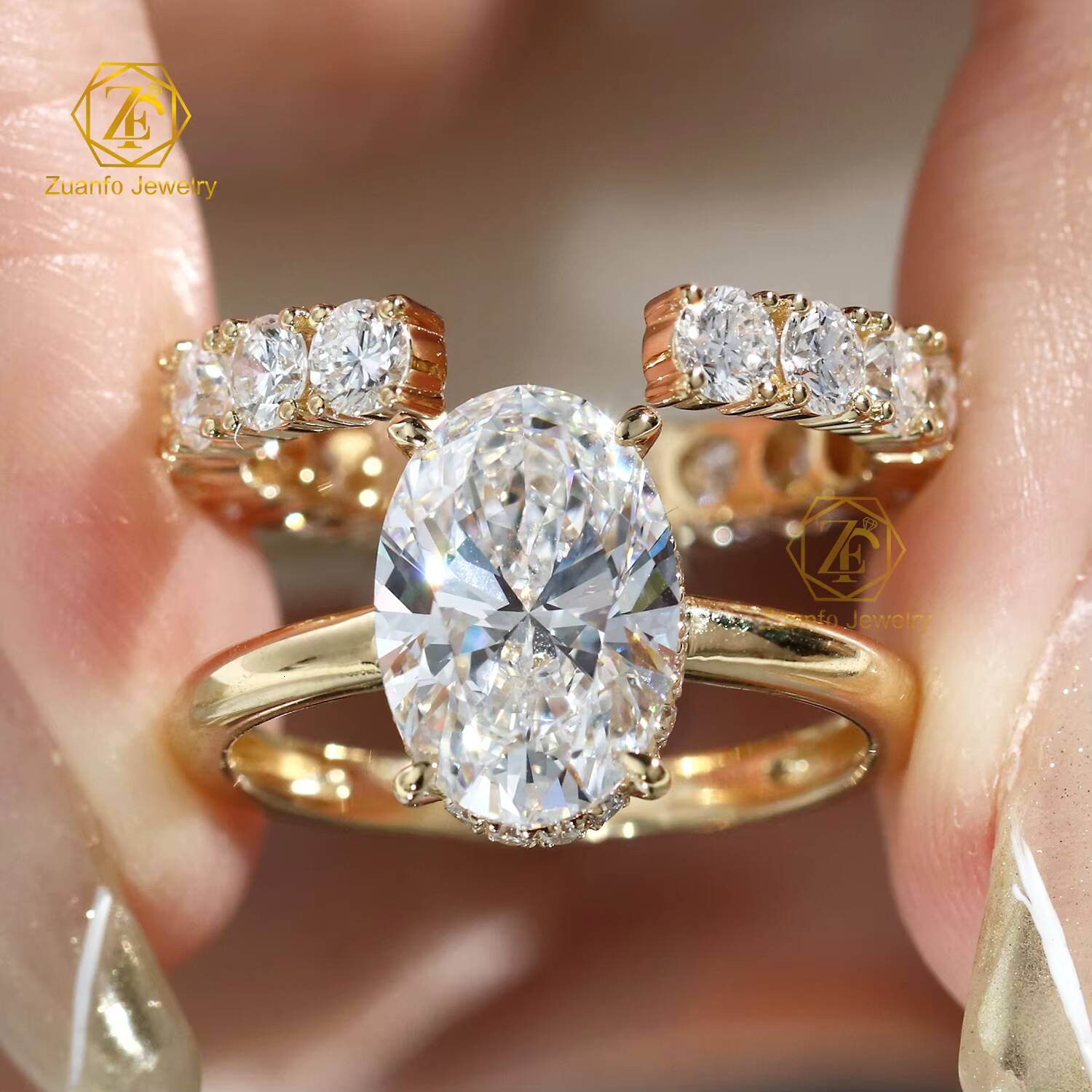 GIA IGI Certified Solid 14k 18k Gold Customizable Lab Grown Diamond Ring Set (1ct-5ct) for Men Women CVD HPHT Engagement Ring