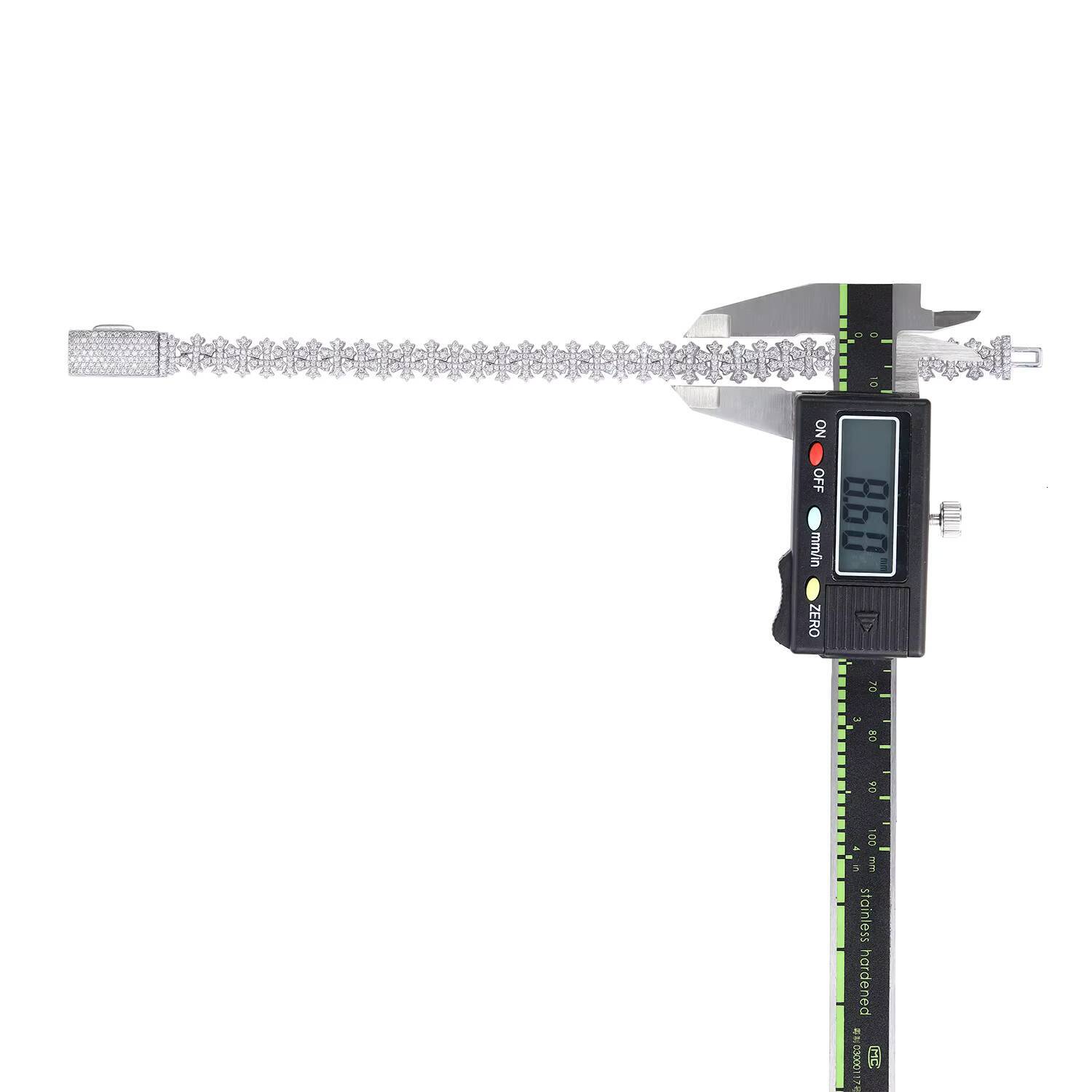 Zanlong 15227 8mm Personalized Customization Hip Hop Punk Cuban Chain Cross Bracelet Sterling Silver Plated with 18k Gold Plated