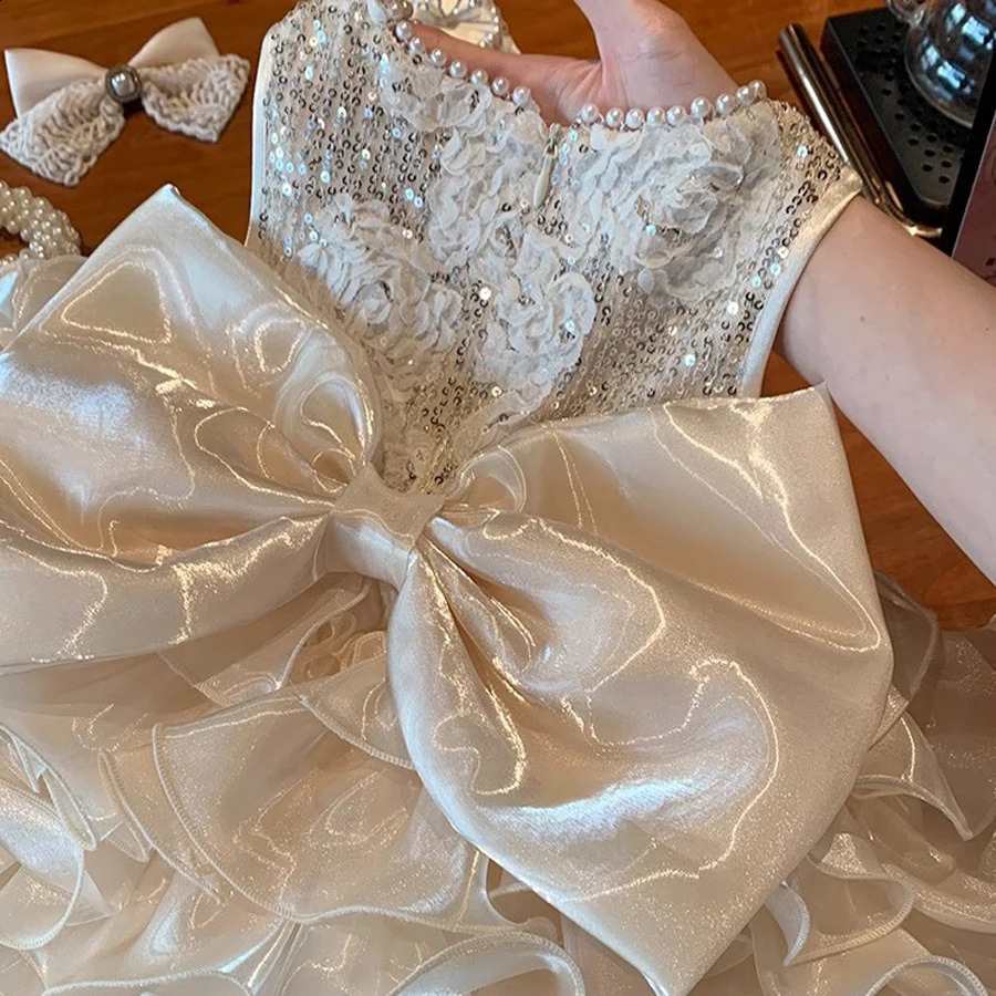 Baby Girls Dress born Clothes Princess Dress Big Bow For Toddler 1st Year Birthday Wedding Christening Infant Party tutu Gown 250821